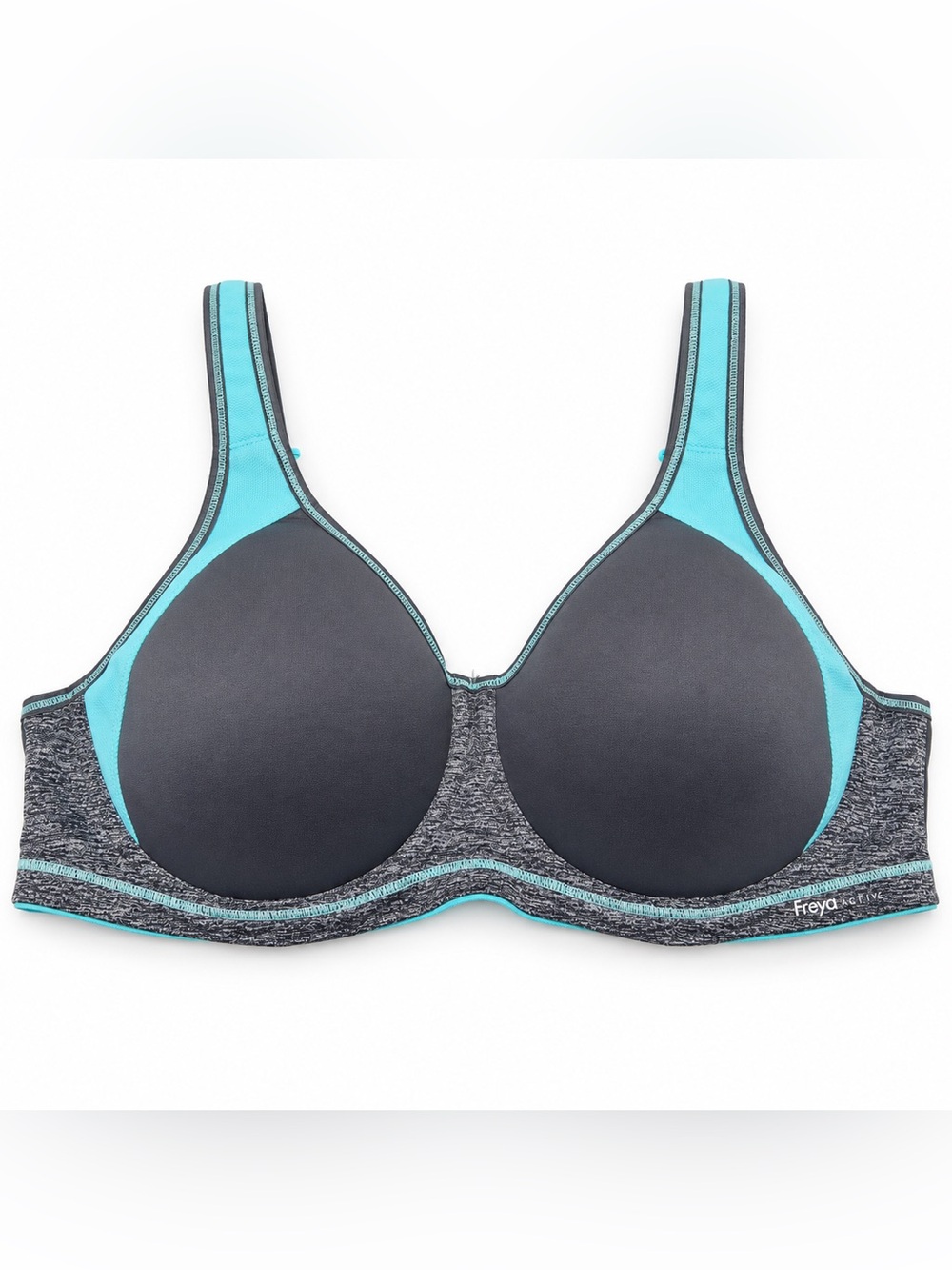 Freya Active Sonic Sports Bra Women size 38C Gray Aqua Underwire Molded AA4892